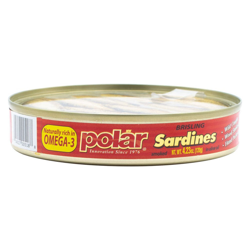 Load image into Gallery viewer, Brisling Sardines Smoked in Olive Oil - 4.23 oz - 12 Pack - Polar
