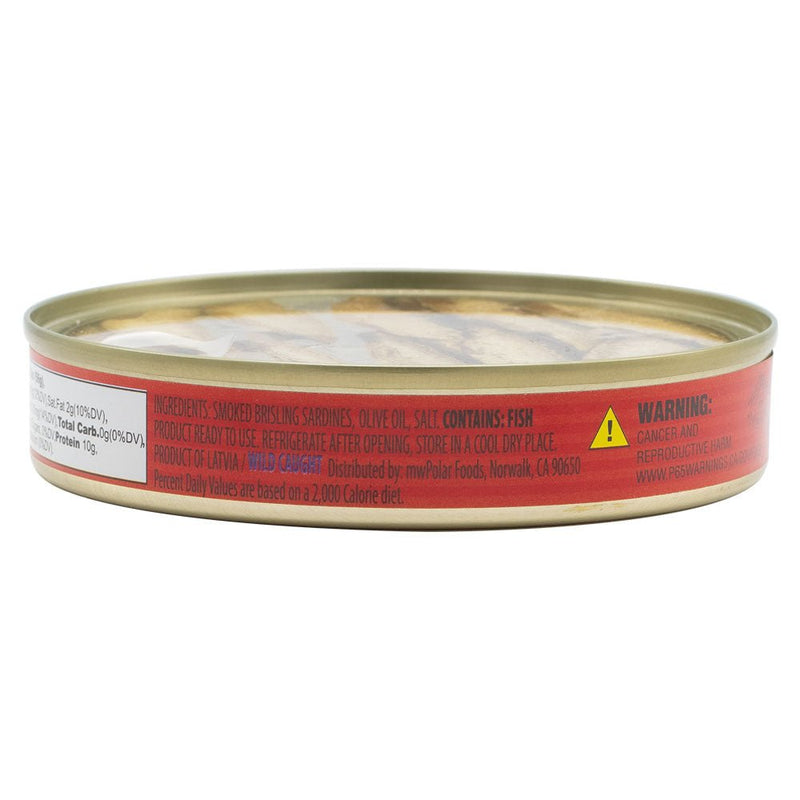 Load image into Gallery viewer, Brisling Sardines Smoked in Olive Oil - 4.23 oz - 12 Pack - Polar
