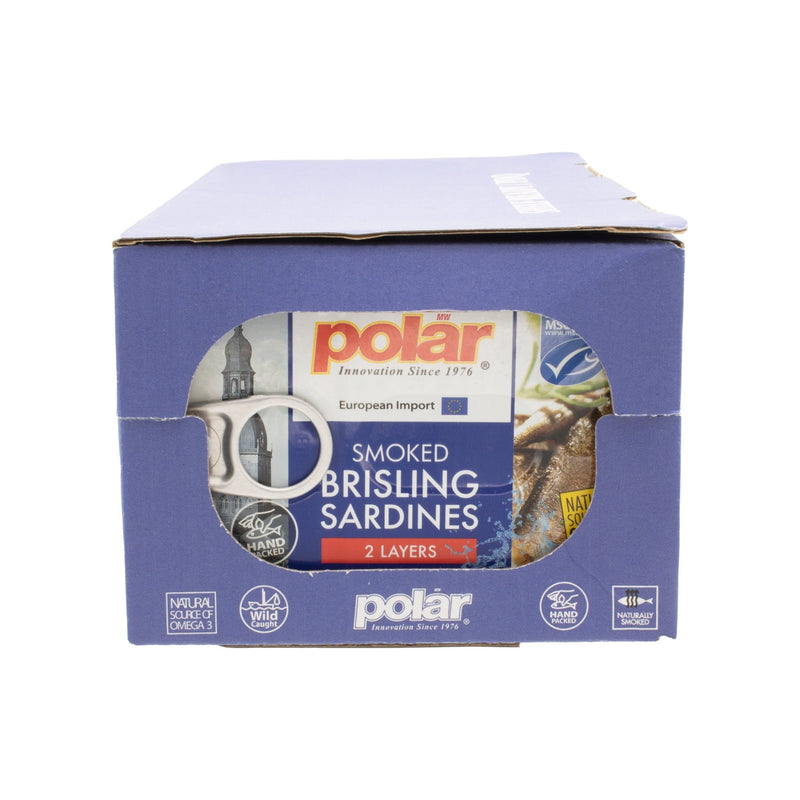 Load image into Gallery viewer, Smoked Brisling Wild Caught Sardines in Spring Water - 3.52 oz Can - 12 Pack - Polar