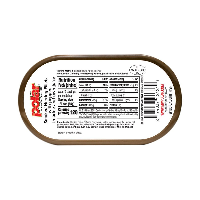 Load image into Gallery viewer, Smoked and Peppered Herring Fillets - 7.05 oz - Multiple Pack Sizes - Polar