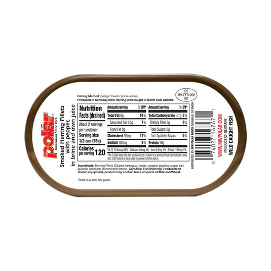 Smoked and Peppered Herring Fillets - 7.05 oz - Multiple Pack Sizes - Polar
