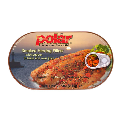 Smoked and Peppered Herring Fillets - 7.05 oz - Multiple Pack Sizes - Polar
