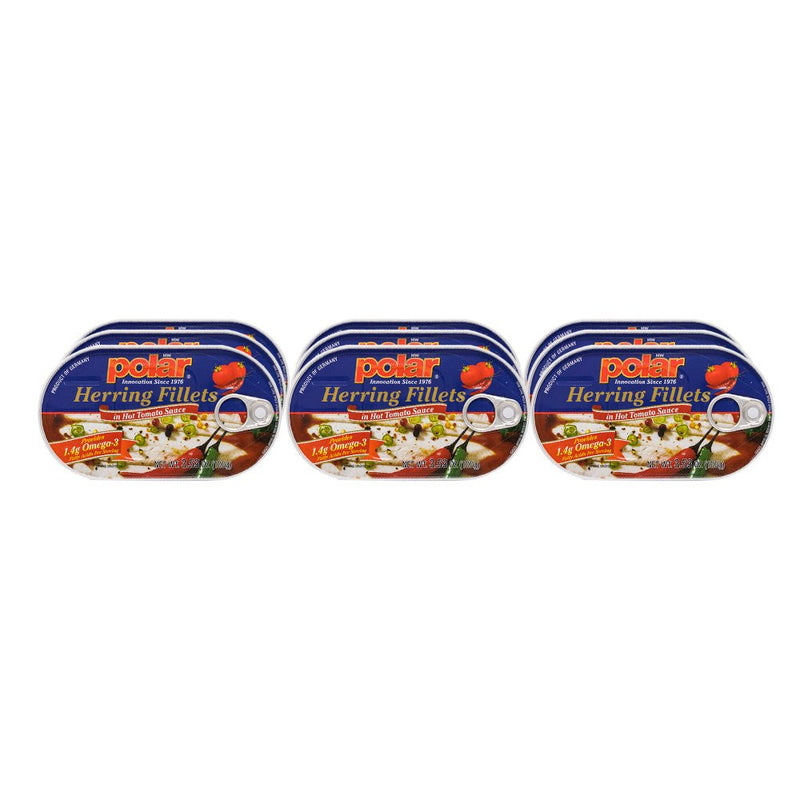 Load image into Gallery viewer, Herring in Hot Tomato Sauce - 3.53 oz - Multiple Pack Sizes - Polar

