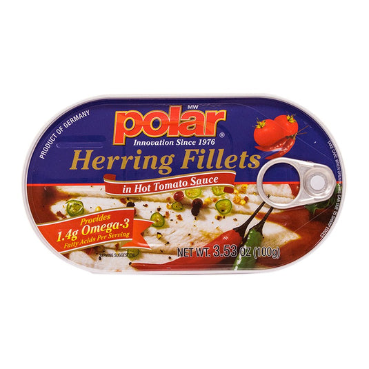 Herring in Hot Tomato Sauce - 3.53 oz - Multiple Pack Sizes - Polar