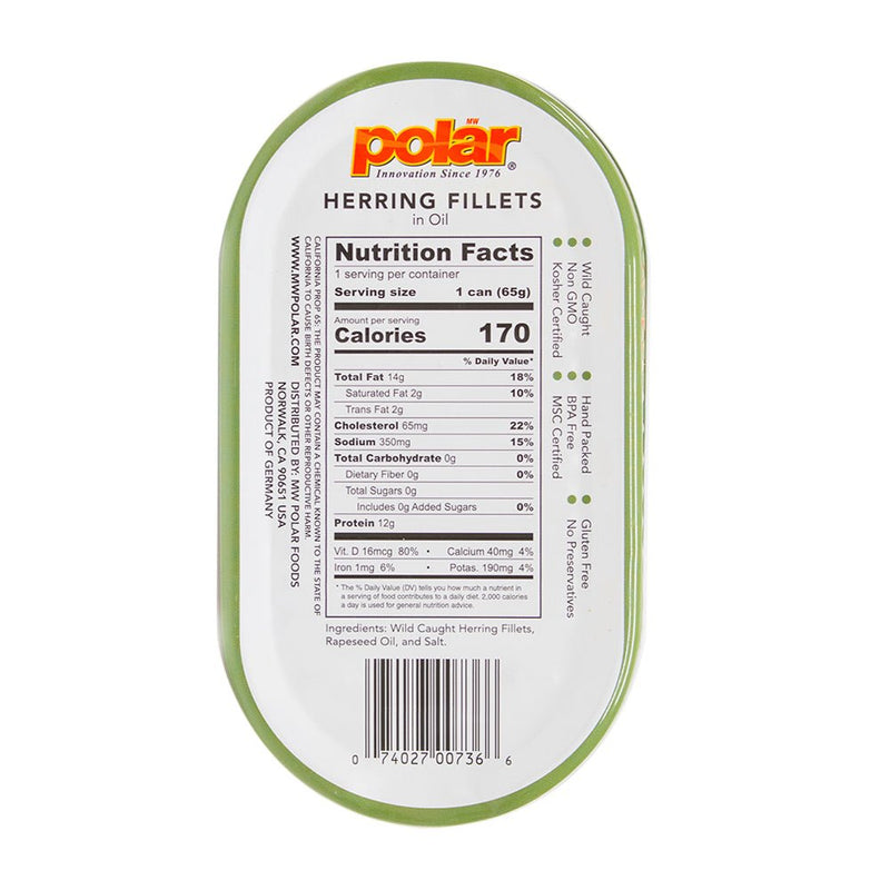 Load image into Gallery viewer, Herring Fillets in Oil - 3.53 oz - Multiple Pack Sizes - Polar
