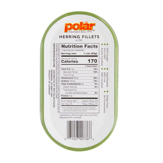 Herring Fillets in Oil - 3.53 oz - Multiple Pack Sizes - Polar