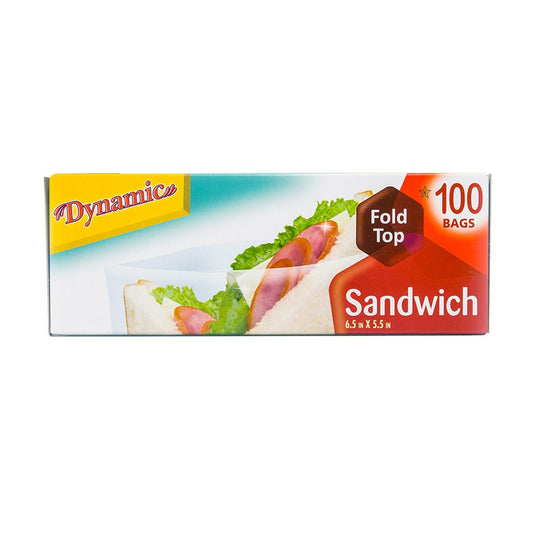 Dynamic - Fold Top Sandwich Bags - 100 Count - 24 Pack - Polar