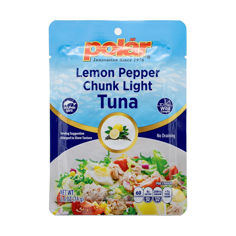 Load image into Gallery viewer, Polar Chunk Light Tuna Pouch Lemon Pepper Flavor- Pack of 24 - Polar