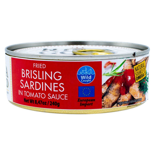 Riga Gold - Fried Brisling Sardines in Tomato Sauce Chunk Style - 8.47 oz - Multiple Pack Sizes - Polar