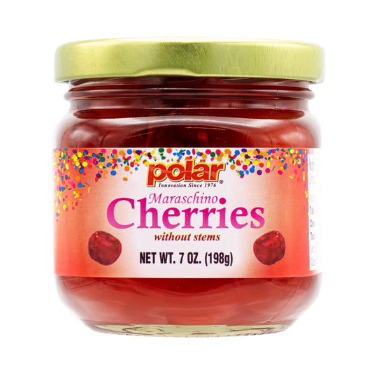 Red Maraschino Cherries Without Stems - 7 oz - 12 Pack - Polar