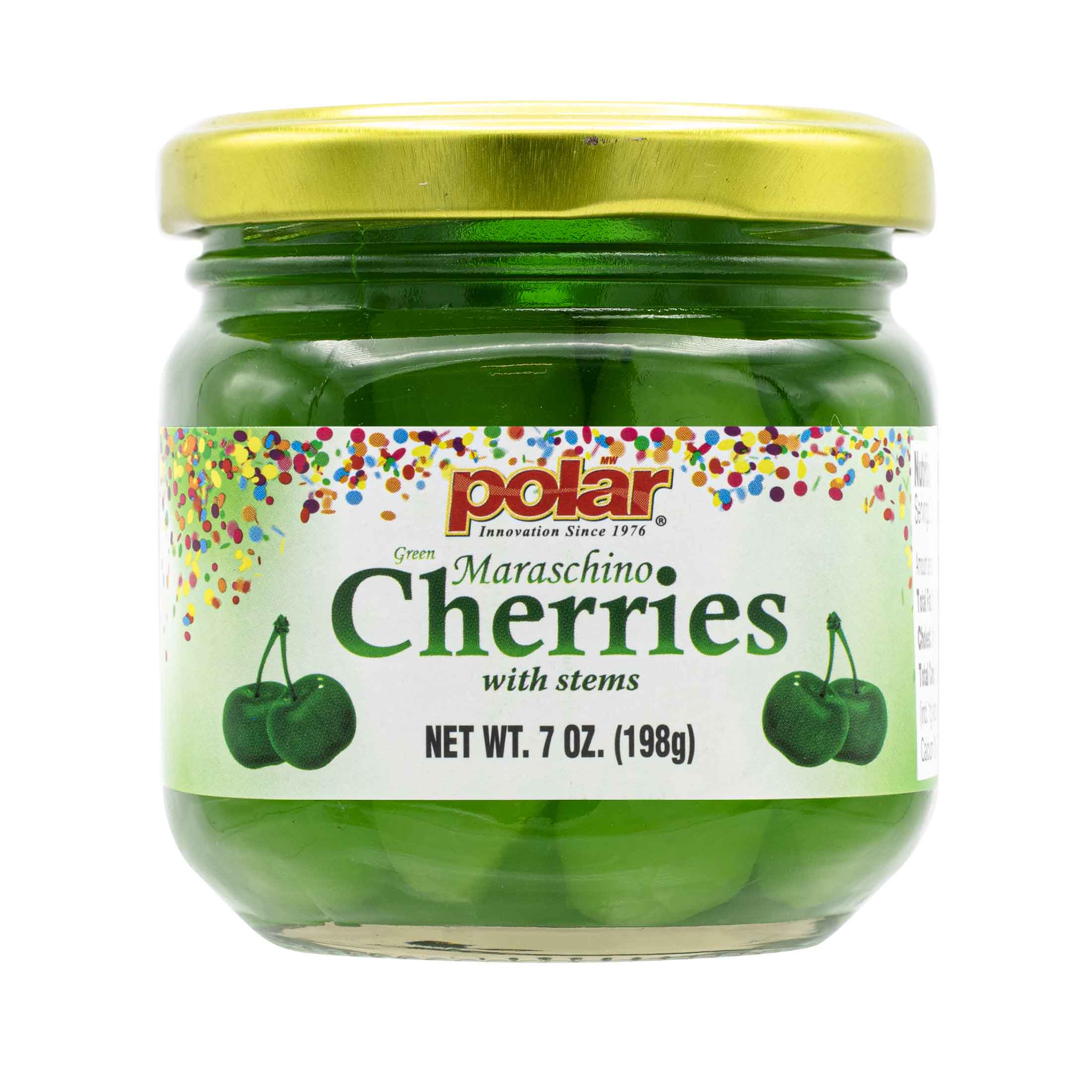 Green Maraschino Cherries With Stems 7 oz (Pack of 12)