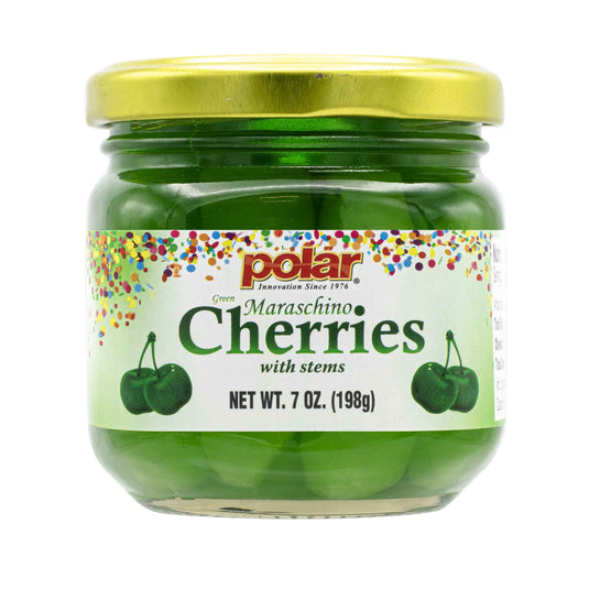 Green Maraschino Cherries With Stems - 7 oz - 12 Pack - Polar
