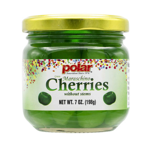 Green Maraschino Cherries Without Stems - 7 oz - 12 Pack - Polar