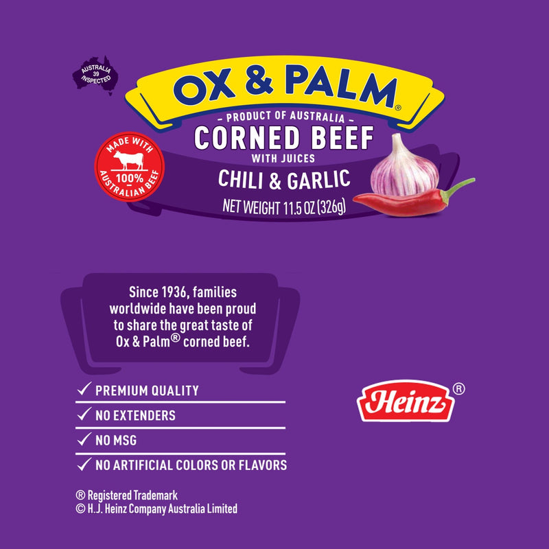 Load image into Gallery viewer, Ox &amp; Palm Corned Beef Chili &amp; Garlic Flavor - 11.5 oz - Multple Pack Sizes - Polar
