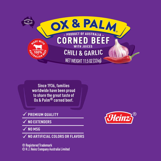 Ox & Palm Corned Beef Chili & Garlic Flavor - 11.5 oz - Multple Pack Sizes - Polar