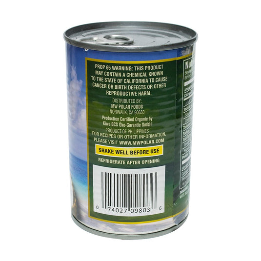 Coconut Milk Organic Light - 13.5 fl oz - Mutiple Pack Sizes - Polar