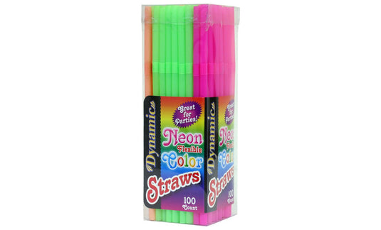 Neon Flexible Color Straws - 100ct - 24 Pack - Polar