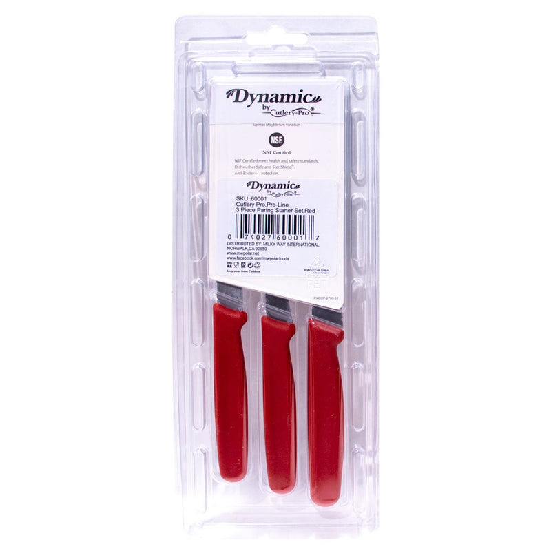 Load image into Gallery viewer, Dynamic by Cutlery-Pro 3 Piece Paring Starter Set in Red - Polar