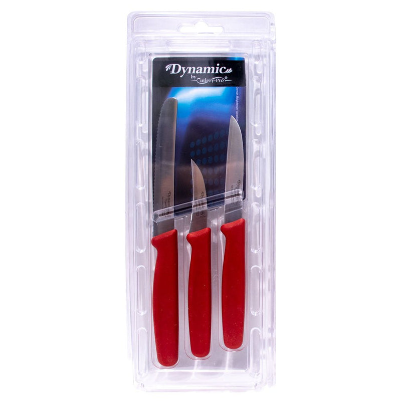 Load image into Gallery viewer, Dynamic by Cutlery-Pro 3 Piece Paring Starter Set in Red - Polar

