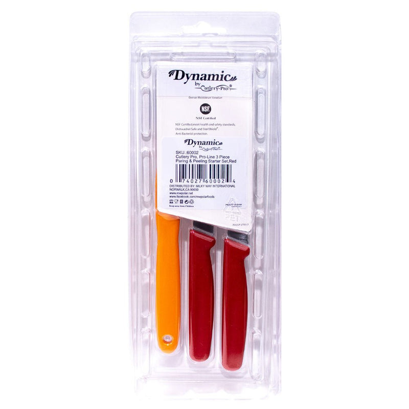 Load image into Gallery viewer, Dynamic by Cutlery-Pro 3 Piece Paring & Peeling Starter Set in Red - Polar