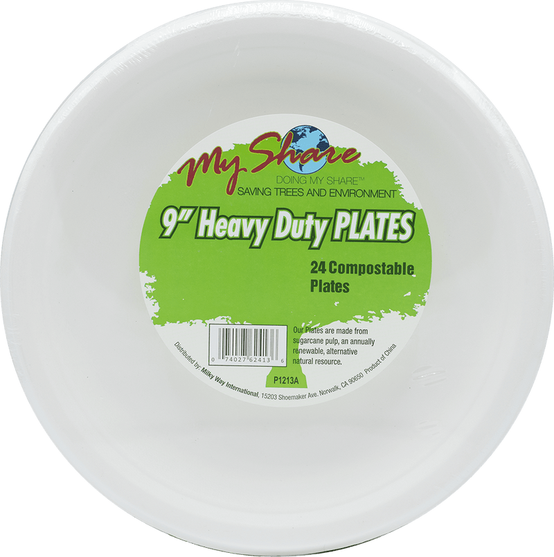Load image into Gallery viewer, My Share Biodegradable 9" Plates, Heavy Duty- 24 Count (Pack of 4 or 12) - Polar