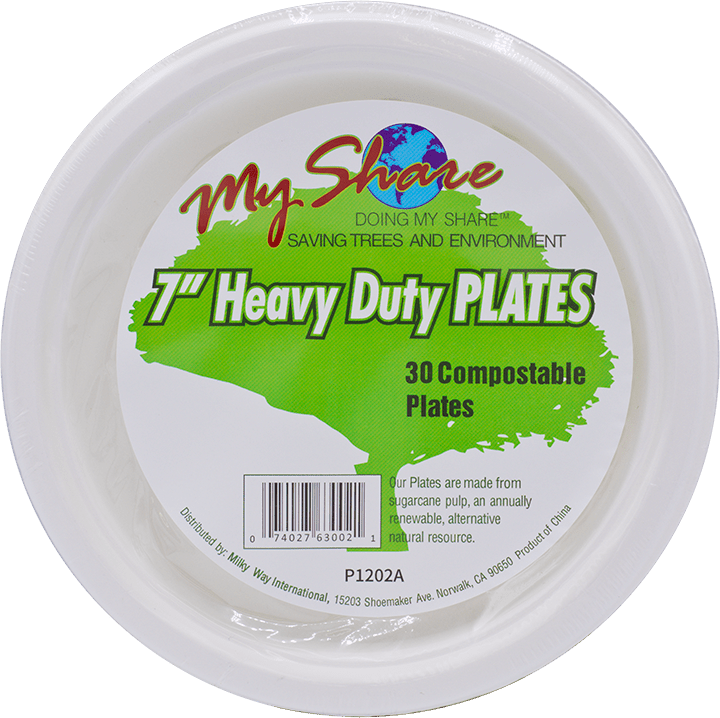 Load image into Gallery viewer, My Share Biodegradable 7&quot; Plates, Heavy Duty, 30 Count (Pack of 4 or 12) - Polar
