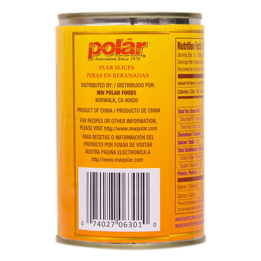 Pear Slices in Light Syrup - 15 oz - 12 Pack - Polar