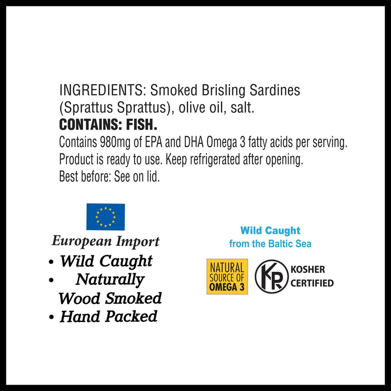 Load image into Gallery viewer, Brisling Sardines Smoked in Olive Oil in Glass Jar - 6.5 oz - 12 Pack - Polar
