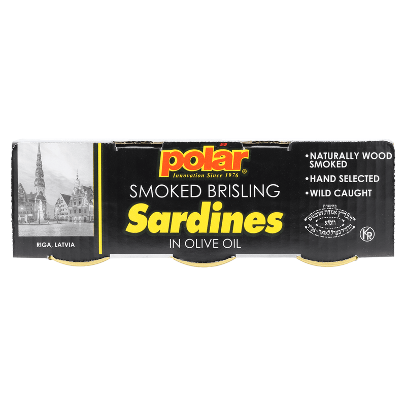 Load image into Gallery viewer, Polar Smoked Brisling Sardines in Olive Oil in Jar 3/9.5oz - 3 Pack - Polar