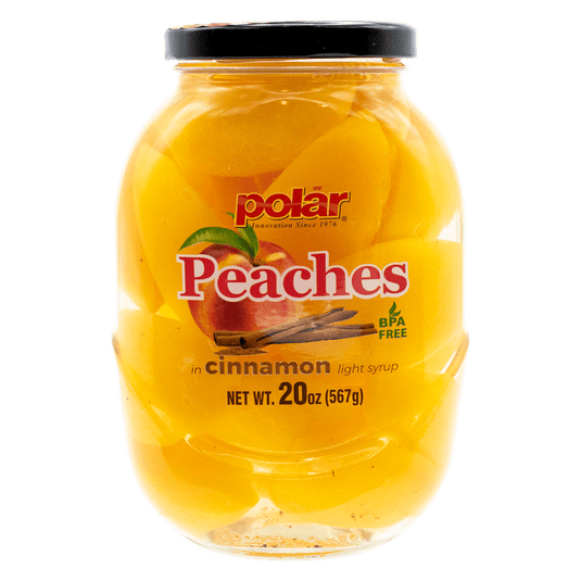 Peaches in Light Syrup with Cinnamon - 20 oz - 6 Pack - Polar