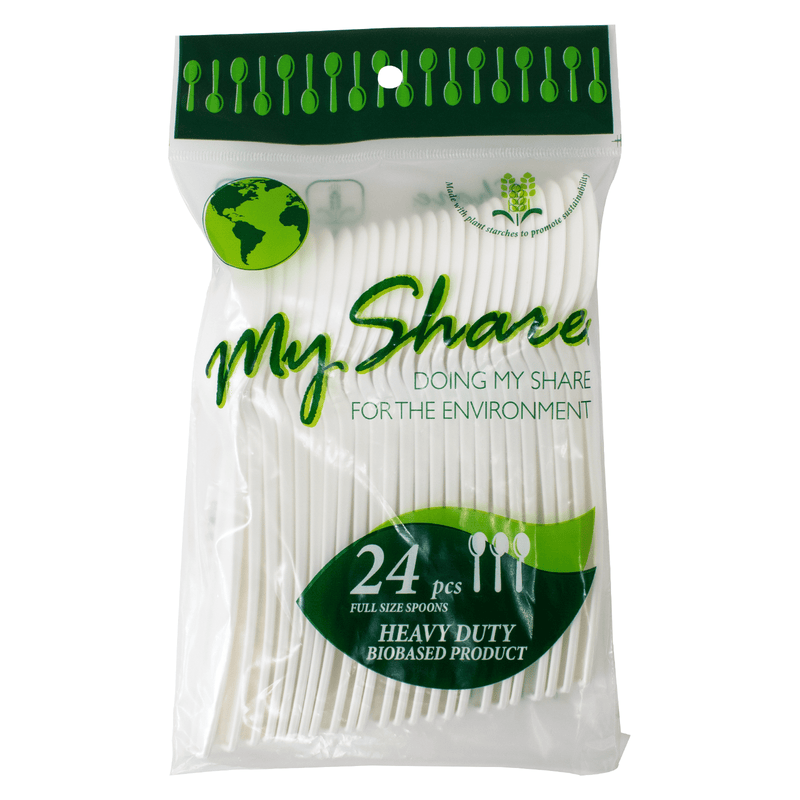 Load image into Gallery viewer, My Share Disposable PSM Cornstarch Jumbo Spoons 24 count (Pack of 1, 6, or 48) - Polar
