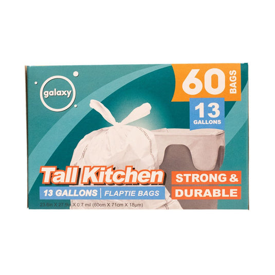 Tall Kitchen Flap Tie Thrash Bag - Multiple Pack Sizes - Polar