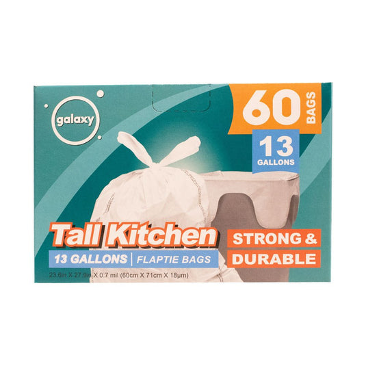 Tall Kitchen Flap Tie Thrash Bag - Multiple Pack Sizes - Polar