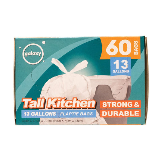 Tall Kitchen Flap Tie Thrash Bag - Multiple Pack Sizes - Polar