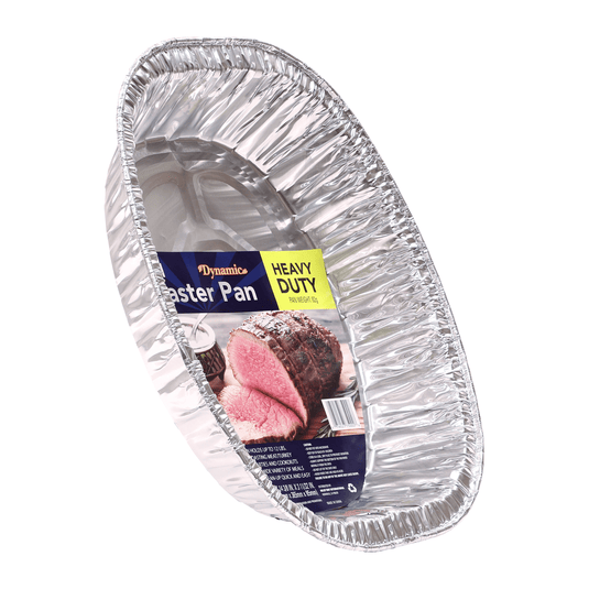 Dynamic Heavy Duty Aluminum Oval Roaster Pan - Tray Size 17.7