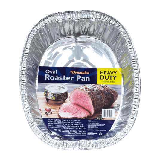 Dynamic Heavy Duty Aluminum Oval Roaster Pan - Tray Size 17.7