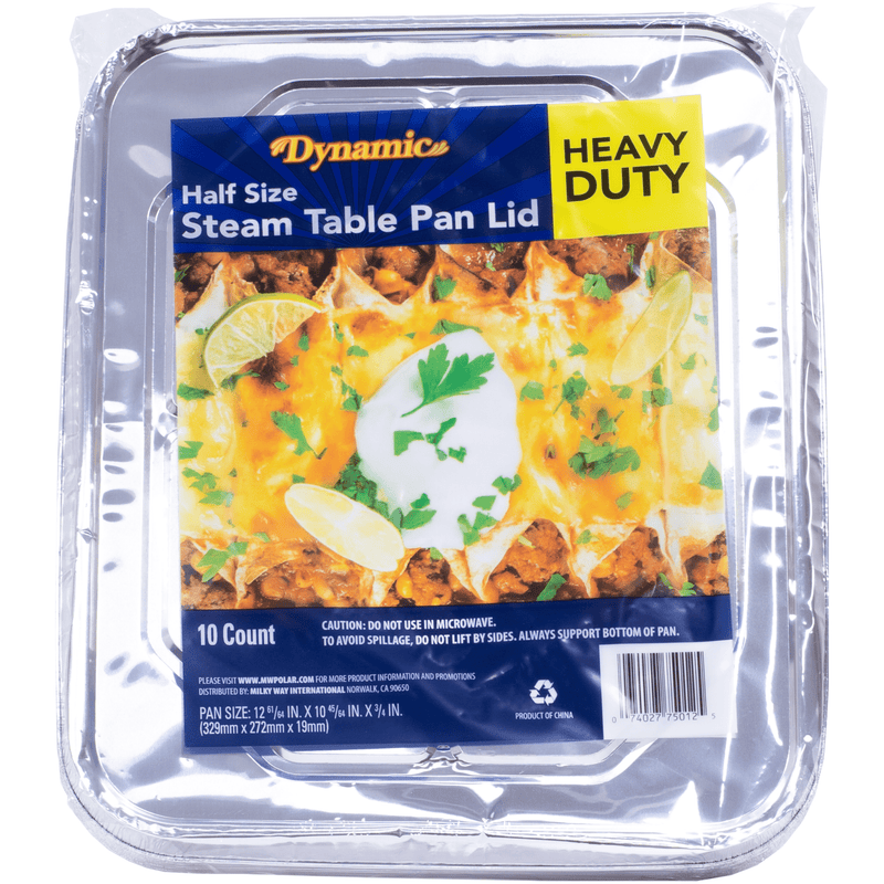 Load image into Gallery viewer, Dynamic Aluminum Half Size Steam Table Lid - 12.95&quot; x 10.7&quot; x 0.75&quot; - 100 Pack - Polar
