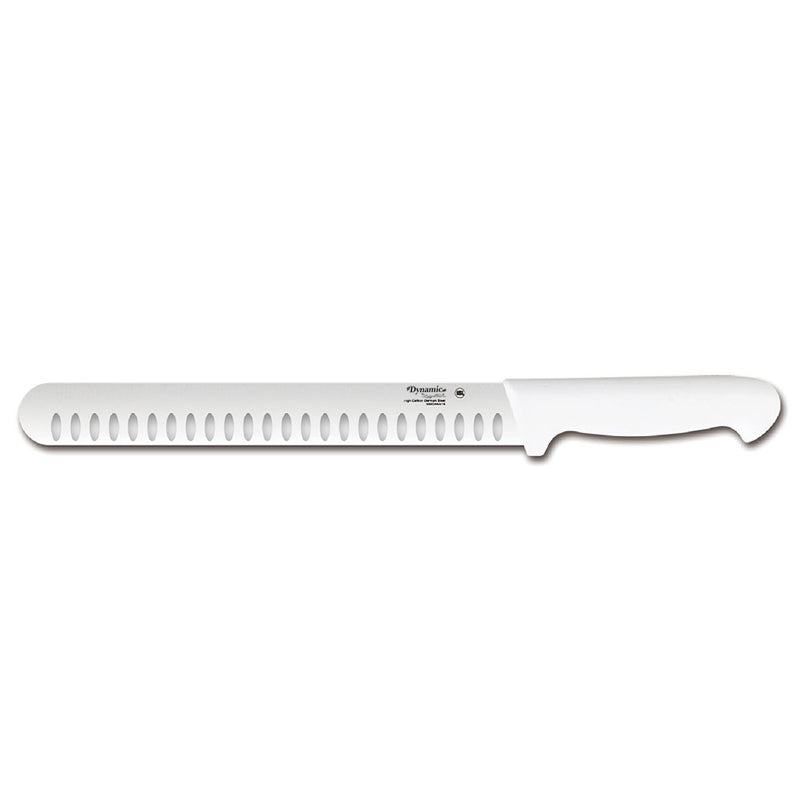 Load image into Gallery viewer, Dynamic Pro-Grip - Santoprene Softgrip - 12" Roast Slicer Granton Knife - White - Polar