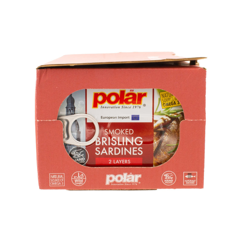Load image into Gallery viewer, Smoked Brisling Sardines in Canola Oil, Wild Caught - 3.52 oz - 12 Pack - Polar
