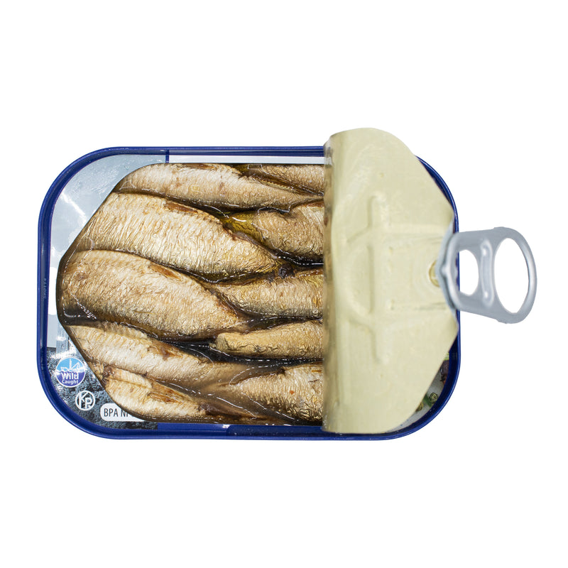 Load image into Gallery viewer, Smoked Brisling Sardines in Spring Water, 3.52 oz Can, Single Serve, Wild Caught (Pack of 12)
