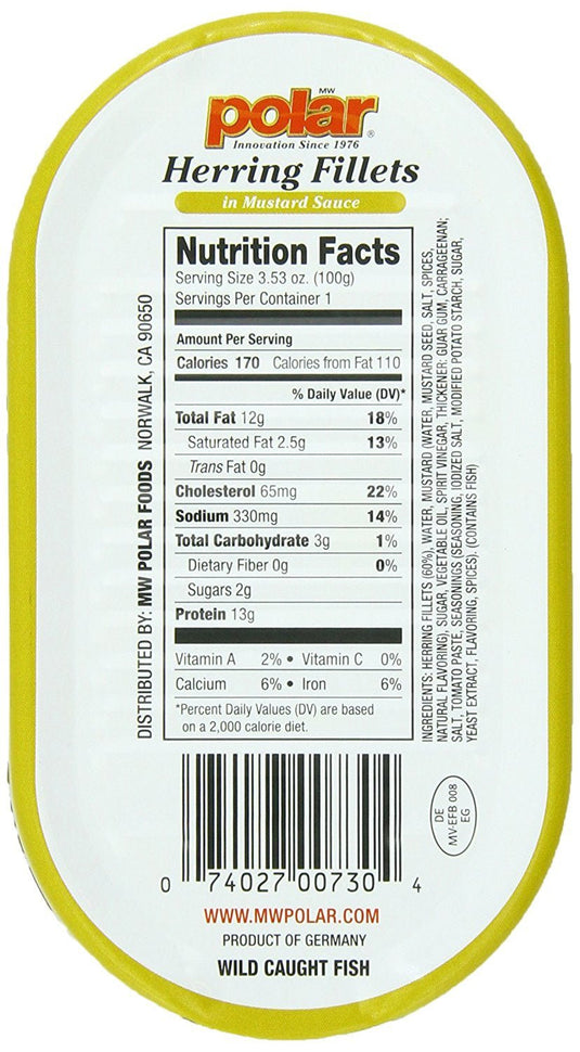 Herring in Mustard Sauce - 3.53 oz - Multiple Pack Sizes - Polar
