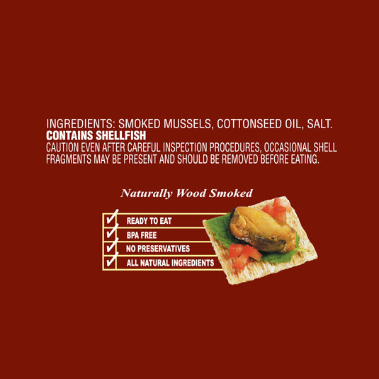 Fancy Whole Smoked Mussels - 3 oz - 24 Pack