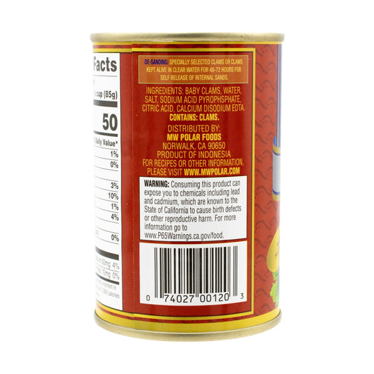 Whole Baby Clams - 10 oz - 12 Pack - Polar