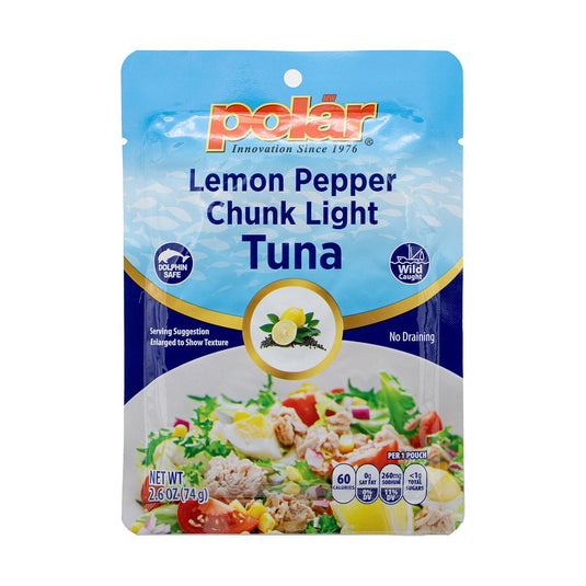 Polar Chunk Light Tuna Pouch Lemon Pepper Flavor- Pack of 24 - Polar