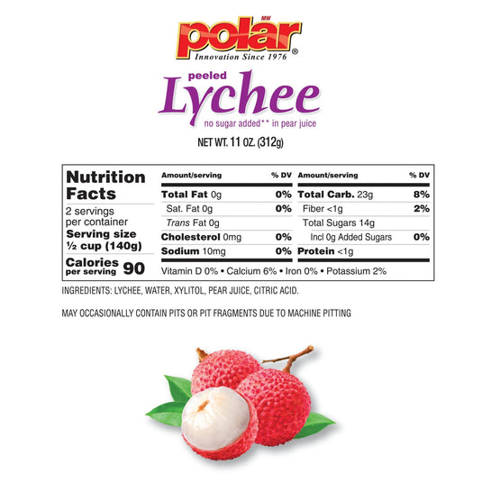 Polar Lychee No Sugar Added - 11 oz - Multiple Pack Sizes - Polar