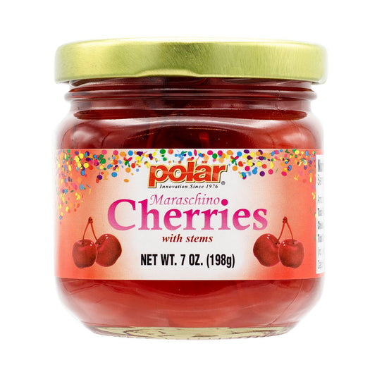 Red Maraschino Cherries With Stems - 7 oz - 12 Pack - Polar