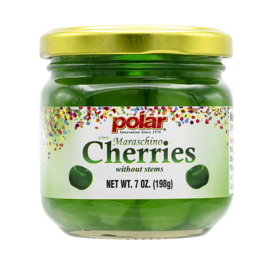 Green Maraschino Cherries Without Stems 7 oz (Pack of 12) - Polar