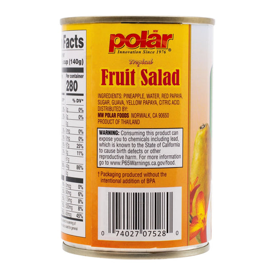 Tropical Fruit Salad in Syrup and Juice 15 oz (Pack of 6 or 12) - Polar