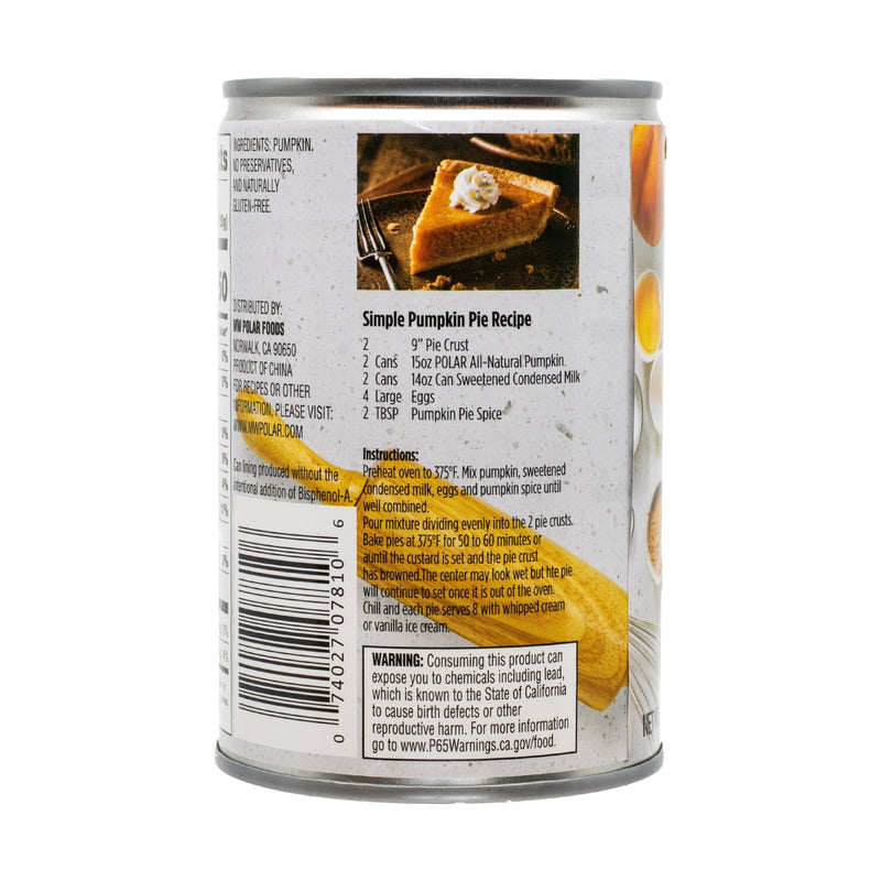 Load image into Gallery viewer, 100 % Pure All Natural Pumpkin - 15 oz - 12 Pack - Polar
