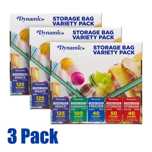 Dynamic Pre Organized Variety Pack Food Storage Bags 355 ct (Pack of 1 or 3) - Polar